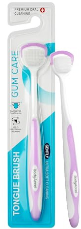 BodyAccel Silicone Tongue Cleaner for Adults, Soft & Gentle Tongue Brush and Scraper, Helps Remove Bad Breath, Flexible Non-Slip Handle for Comfortable Control