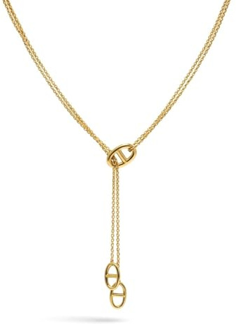 Générique Collier Y Maille Marine Grain De Café Chaine d'Ancre - Acier Inoxydable - Femme & Ado - Doré - Sautoir Tendance Resistant à l'eau - Ne rouille pas - Idéd cadeau - Élégant - MODULEVA
