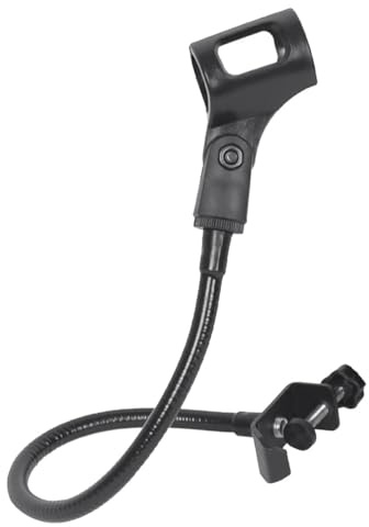 Rurbeder Soporte de Micrófono, Cuello de Cisne Flexible 360 Grados, Brazo de Escritorio Ajustable con Clip, Diseño Desmontable, Soporte de Micrófono para Mesa