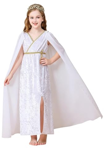 YOOJIA Tonåring cosplay-kostym för flickor som klär den romerska prinsessan cosplay-outfit för flickor som klär den romerska prinsessan Hal Vit 7-8 år