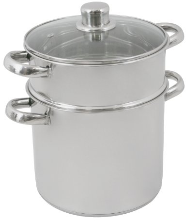 Crealys 502368 Topf, zum Couscous-Kochen, mit Glasdeckel, Edelstahl, 16 l, Durchmesser 28 cm