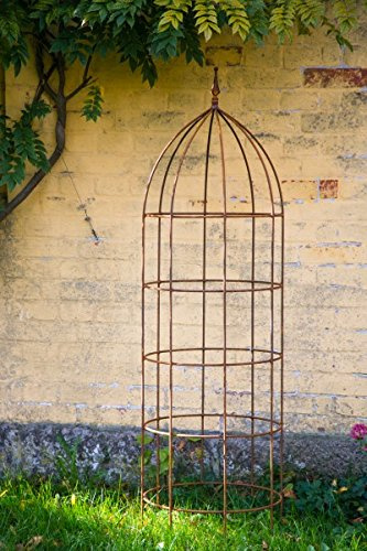 KUHEIGA Blumenhilfe Ø 45cm Rankhilfe Obelisk Rost Höhe: 150 cm Rankgitter