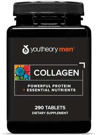 Youtheory Men’s Collagen - 5,000 mg Hydrolyzed Collagen Peptides - with Amino Acids, Vitamin C, & Natural Ingredients - Supports Joint, Muscle, Hair & Nail Health* - 290 Tablets (48-Day Supply)