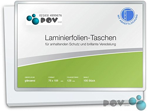 POV® Laminierfolien A7 (75 x 105 mm), 2 x 125 mic, für Metorahmen, glänzend, gelocht, Verpackungseinheit: 100 Stück