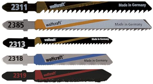 wolfcraft Stichsägeblätter Projektset - Innenausbau, 5-teilig I 2688000 I T-Schaft I für alle Sägearbeiten im Innenausbau I Made in Germany I TÜV-geprüft