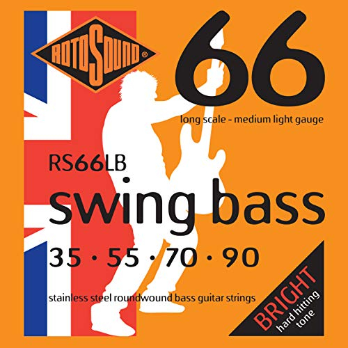 Rotosound Edelstahlsaiten für E-Bass, Runddraht, Stärke Medium Light 35 55 70 90