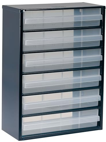 Raaco Kleinteilemagazin C9-6 mit 6 Schubladen - zur Kleinteile Ordnung | Tragkraft 20 kg, 15 x 30.6 x 41.7 cm, geeignet für Wandmontage, Schraubenregal für Kleinteile für Werkstatt Ordnungssystem