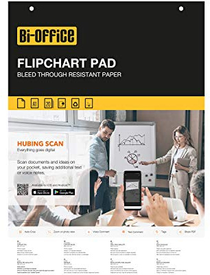 Bi-Office Bloc de papel para Pizarra Rotafolios, A1, Blanco, 20 Hojas por Bloc, con perforación, 70 g/m², Paquete de 5 Bloques