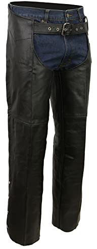 Event Biker Leather Basic Unifarbene gefütterte Chaps (Schwarz, XXX-Small)