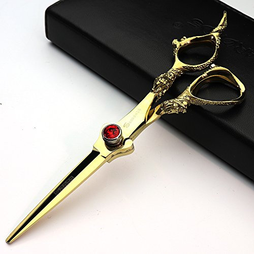 6' Coiffure modelage Studio Ciseaux Coiffeur professionnel Ciseaux de coiffure japonais personnalité Poignée Motif ciseaux outils Doré