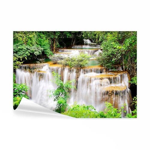 decomonkey Papier Peint Panoramique Cascade Chute d'eau 250x175 cm | Décoration murale moderne, Tapisserie décorative pour chambre salon, Art mural unique design tendance