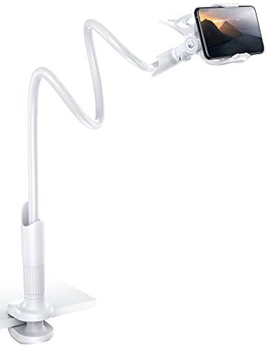 Lamicall Phone Holder, Gooseneck Mount, Compatible with 4-7'' Smartphones and Desktops, Adjustable Arm and Non-Slip Base, Easy to Install and Use
