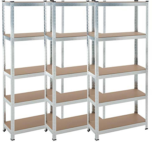 ESTEXO Steckregal Lagerregal 21 Modelle wählbar Schwerlastregal Regal Kellerregal Werkstattregal Werkbank Garagenregal (Verzinkt / 3x 170x75x30cm / 1050kg)