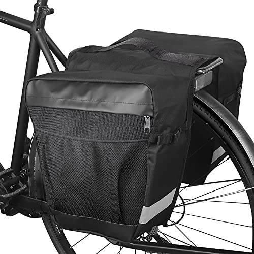 Eyein Bike Pannier Rear Rack Bag, 28L Waterproof Double Bicycle Rear Seat Trunk Carrier, Reflective Anti-Tear Cycle Saddle Luggage Pack Storage Pouch for Grocery Shopping Commuter Long Cycling Touring