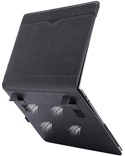 TYTX Lederhülle Kompatibel mit MacBook Pro 16 Zoll 2021/2020/2019 (A2141), Laptop-Hülle Folio Book Schutzhülle mit Heat-Vent und Stand Funktion für MacBook Pro 16 mit Touch Bar & Touch ID, Schwarz