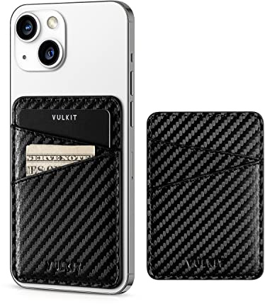 VULKIT Handy-Kartenhalter, schmal, Leder, selbstklebend, RFID-blockierend, Kreditkartenhüllen, Aufkleber für die Rückseite des Smartphones