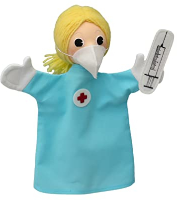 Handpuppe Puppe Handspielpuppe Plüschpuppe Märchenfigur Krankenschwester 27 cm, Ideal für Puppentheatre und Rollenspiele, für Kinder Baby Jungen Mädchen