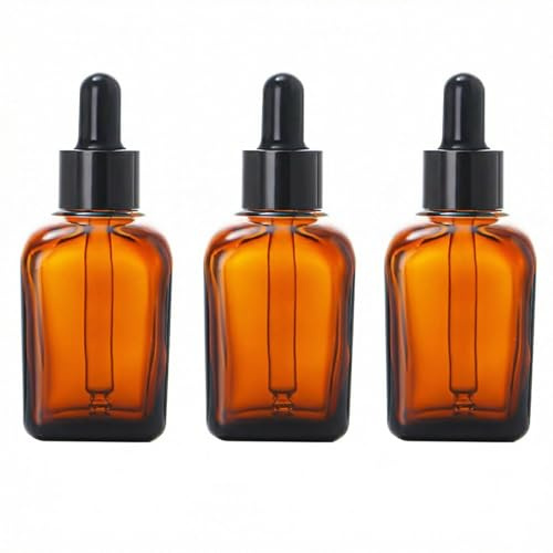 ericotry 3Pcs 100ml 3.5oz Amber Glass Dropper Bottles Empty GlassTincture Bottles with Glass Eye Droppers Travel Bottles Cosmetic Containers for Essential Oils Fragrances Aromatherapy Chemicals