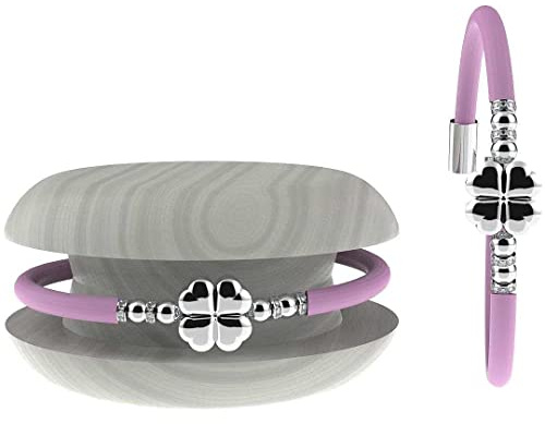 Bracelet femme Toolate Caucciù avec strass et charm, bracelet Macaron Mignon bijou avec breloque cœur étoile porte-bonheur – 100% fabriqué en Italie, Acier anallergique, silicone