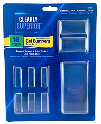 Clearly Superior Furniture Bumpers, Door Stops & Wall Protectors – Rectangle Variety Pack of 18, Small, Medium & Large – Shields Walls, Furniture, Appliances – Quiets Contact & Prevents Damage | Small, Medium, Large, Low Profile, Protects Surfaces, Quiets Contact, Prevents Damage to Walls, Furniture, Peel Stick