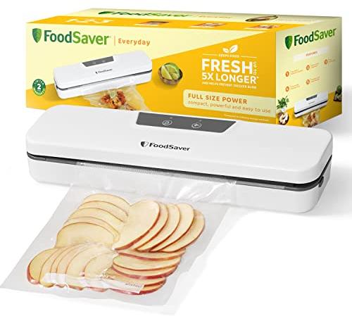 FoodSaver Everyday envasadora al vacío | Mantiene los alimentos frescos hasta 5X más tiempo* | Diseño compacto | Con 5 bolsas para envasar al vacío (0,94 l y 3,78 l) | VS0290X