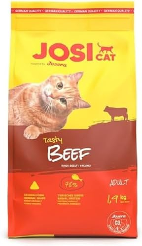 JosiCat Tasty Beef (1 x 1,9 kg) | Adult | Premium Trockenfutter für Katzen | mit herzhaftem Rind - sehr gut verträgliche Rezeptur | Powered by JOSERA | Katzenfutter | Alleinfuttermittel | 1er Pack