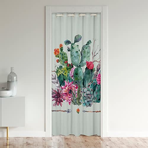 Cactus Türvorhang 86x203cm für Tür Privatsphäre Boho Succulent Schrank Vorhang für Innentür Raumteiler Botanische Drucken Zimmer Vorhang Natürliche Thema Indoor Grün Pflanzen Mat Grün Weiß Vorhang