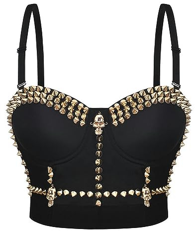 WEITING Steampunk-Korsett mit Nieten, Korsett für Damen, Halloween, Ballsaal, Gothic-Kostüm, sexy Push-Up-BH, Unterwäsche, Hemd, kurz, Schwarz-Schwarz-XL