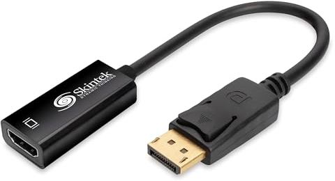 Skintek SK-04-DPH adattatore Display Port (DP) a HDMI, 4K 1080p 60 Hz, maschio-femmina per connettere PC/Notebook/MAC con uscita Display Port a Monitor,Projettore con ingresso HDMI. Cavo 18 cm.