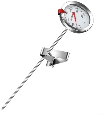 Termometro per alimenti, frittura di alimenti da 15 cm con clip Indicatore di temperatura dell'olio per friggitrice in acciaio inossidabile Argento