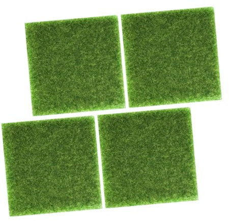 Kisangel 4pcs Realistic Fake Grass Mat Lifelike Artificial Turf Rug for Garden Patio Decorative Prop