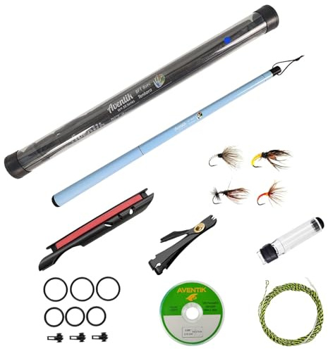 Aventik FreshStart Tenkara Fly Fishing Rod Combo(Blue,2.4M/8FT)