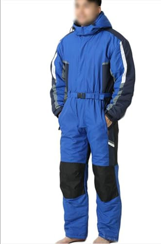 DIXII Skianzug für Herren, Einteiler für Erwachsene, Skianzüge, Overalls, Winter, Outdoor, wasserdichte Schneeanzüge für Schneesportarten,Blau,XL