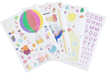 Peppa Pig officiella licensierade personliga barnrum väggdekaler av Paladone, återanvändbar Peppa & George karaktär lekrum eller sovrum väggdekaldekorationer, inkluderar bokstäver för att anpassa med