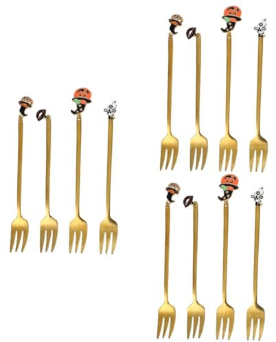 Garneck Lot De 3 Fourchettes Et Cuillères À Dessert Élégantes Pour Halloween En Acier Inoxydable Robustes Et Faciles À Nettoyer Pour Les Réunions Autour Du Thé 4 Pièces X 3