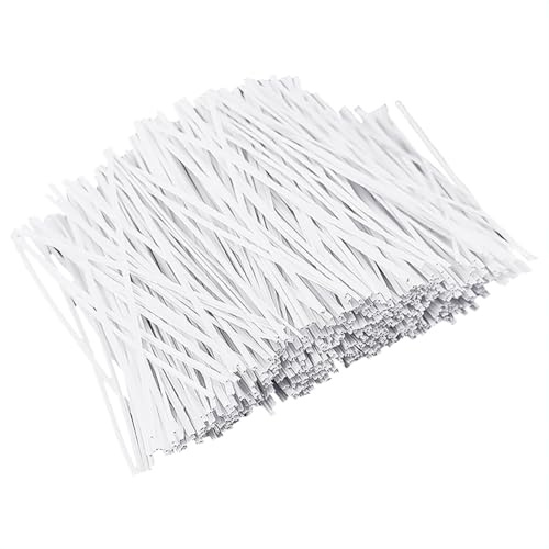 JIHUOO 1000 Pcs 10 cm Plastic Coated Wire Twist Ties Cord Organizer Twist Ties Treat Bag Twist Ties for Packaging Reusable Bread Bag Twist Ties Plant Twist Ties for Garden White