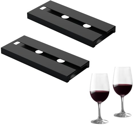 2 Pcs Wine Glass Holder, No Punch Self-adhesive Hanging Under Shelf, Helpful Storage, Space Saving Under Shelf Wine Glass Holder, Black