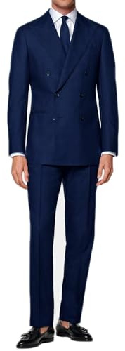 VEQUÈ Abito da Uomo Cerimonia Elegante Doppiopetto Vestito Completo Sartoriale Doppio Petto Giacca e Pantalone Formale (IT, Numero, 54, Regular, Regular, Royal)