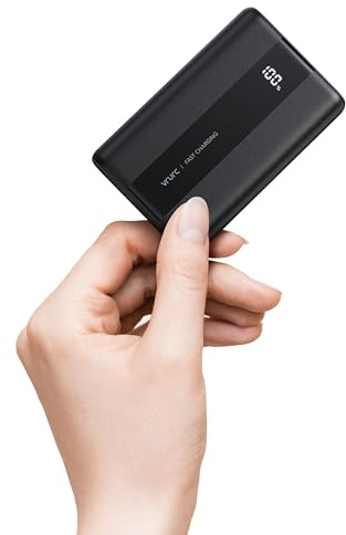VRURC Powerbank 20000mAh Klein & Kompakt, Mini Externer Akku mit LED Display, USB-A 22.5W Schnellladegerät, 3 Eingänge & 4 Ausgänge, Tragbare Power Bank für iPhone Samsung Tablet, Reisen & Alltag