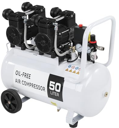 ISINEVER 50L Flüsterkompressor Kompressor Luftkompressor 2800RPM 230 Volt 10 Bar 2,2KW 50Liter 69 dB Silent Druckluftkompressor inklusive Druckminderer und Wasserabscheider