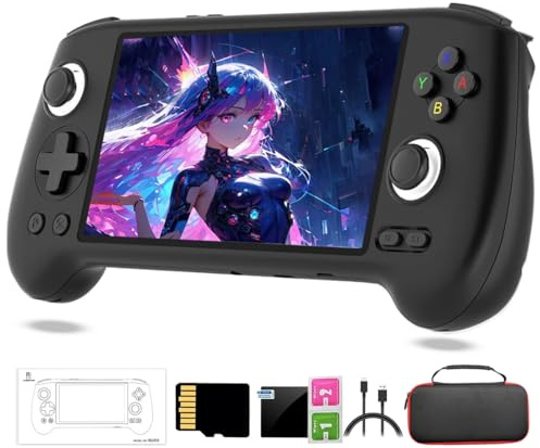 RG556 Retro Handheld Game Console 128G with 4000+Games, 5.48Inch AMOLED Touch Screen Android 13 Arcade Handheld Gaming Console for Adult (with Case)