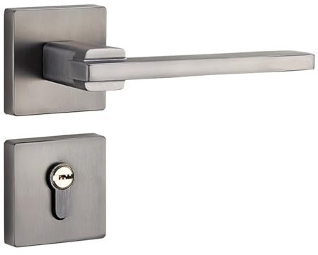 JAQVCTSC Serrure de porte type serrure fendue noire serrure de porte intérieure silencieuse porte de chambre poignée de porte matériel serrure de porte de chambre