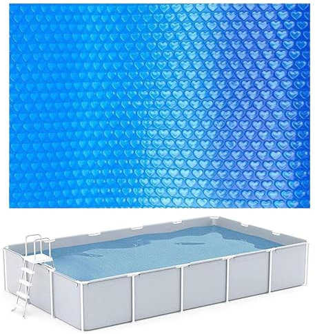Rectangle Ground Pool Solar Cover, Foldable Insulated Pool Heating Cover, UV-Resistant Paddling Pool Solar Blanket for Outdoor Garden Yard, Blue