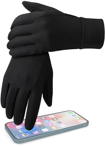 OZERO Winterhandschuhe Herren Touchscreen Thermo-Handschuhe Warm Wasserabweisend rutschfest Winddicht – Fahrradhandschuhe für Arbeit, Outdoor, Radfahren, Autofahren – Schwarz (Schwarz, L)