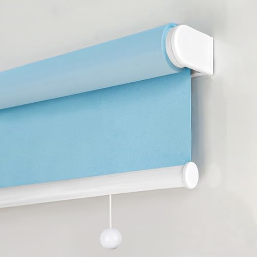 tow000ack Verdunkelungsrollo mit Federsystem,Springrollo Für Fenster,Herunterziehbarer Raumverdunkelungsvorhang,Wärmeisolierter Stoff Rollo Jalousien,BlauAnpassbar,Breite x Höhe (110cm x 80cm)