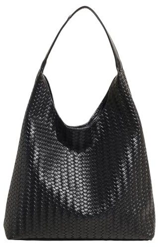 TIAASTAP Handtasche Geflochtene Tasche PU Leder Shopper tasche Damen Handbags for Women Groß Schultertasche Big Black Bag Damensäcke Tote Bag Gewebte Tasche Handtaschen und Geldbörsen