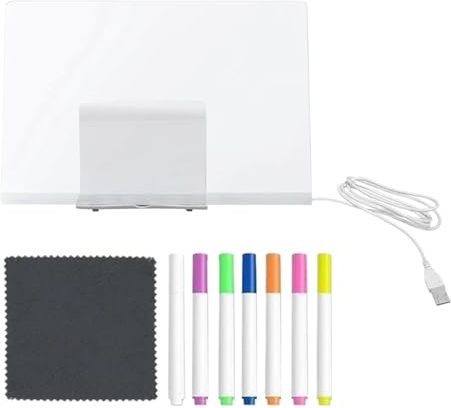 Opdestn LED Zeichenbrett - Leuchtendes Acrylic Zeichenbrett Mit 7 Schnelltrocknenden Stiften | Leuchtende Notiztafel Für Vorschule Kindergarten Zuhause Reisen