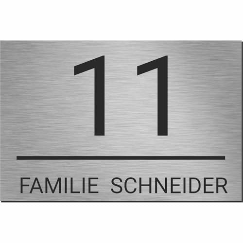 Kiwistar UG - Schilder selbst gestalten - Hausnummernschild personalisiert aus Aluverbundplatte Design 7 - ab DIN A6 - Klingelschild - UV-beständig - Briefkastenschild mit Nummer, Name & Straße