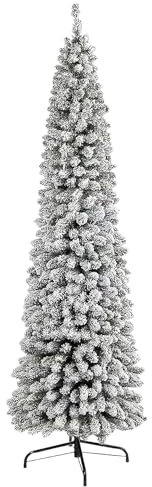 Arbol de Navidad Nevado Blancos con Soporte Plantas Artificiales de 120cm a 210cm Decoración Navideña para Dormitorio, Sala de Estar, Oficina y Fiestas(120cm/47.2)