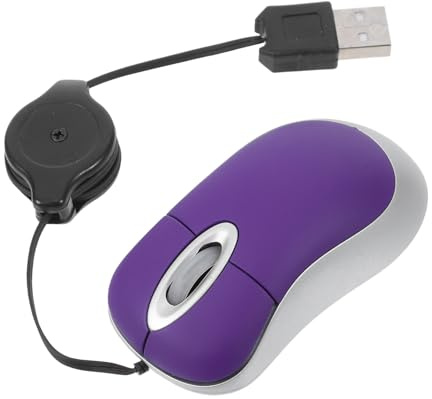 IMIKEYA Souris USB Filaire Rétractable Mini Violette Souris d'Ordinateur Portable Compacte Résolution Optique 1000 Dpi Molette 3 Directions Adaptée Bureau et Maison